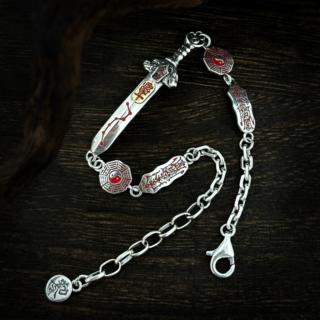 Taoist-style Accessories Master Seven-Star Sword Bracelet Vintage Cinnabar Safety