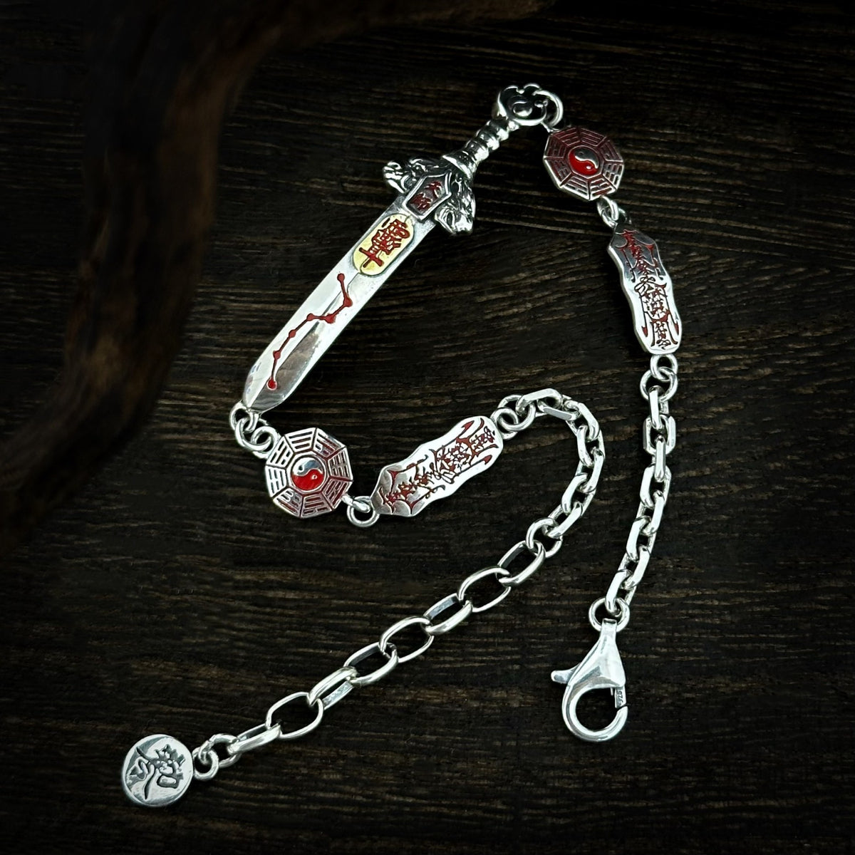 Taoist-style Accessories Master Seven-Star Sword Bracelet Vintage Cinnabar Safety