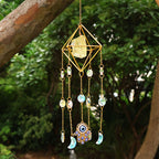 Crystal Suncatcher Rainbow Maker — Hamsa Charm Boho Window Hanging, Spiritual Home Decor Gift