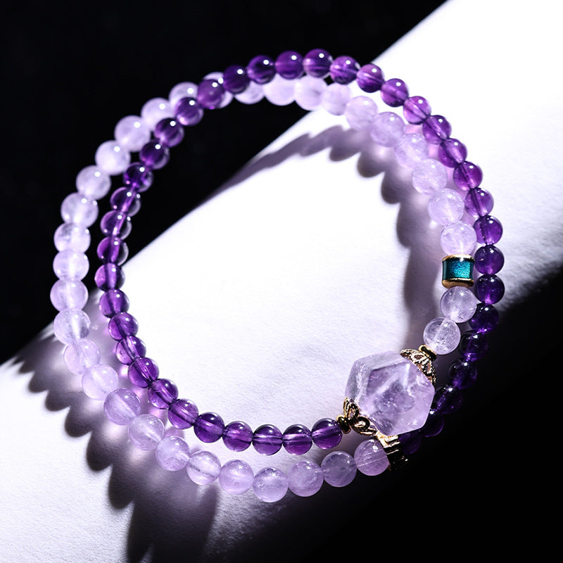 Raw Amethyst Double Layer Bracelet — Healing Crystal Jewelry for Calm & Clarity