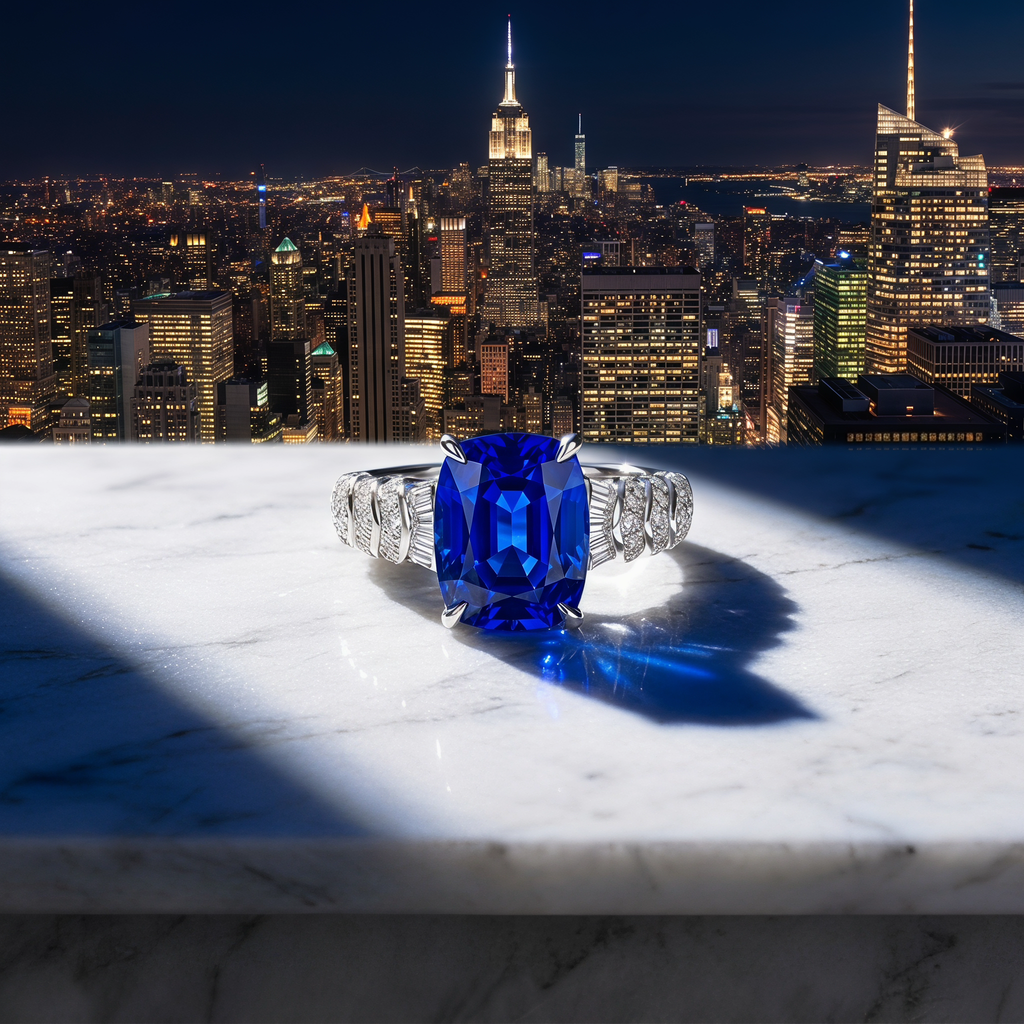 GRC Certified Kashmir Sapphire Ring - 5.68 Carat Engagement & Birthstone Jewelry for Anniversaries