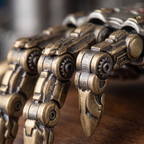 Mechanical Hand Amulet Pendant — Articulated Steampunk Talisman with Engraved Runes
