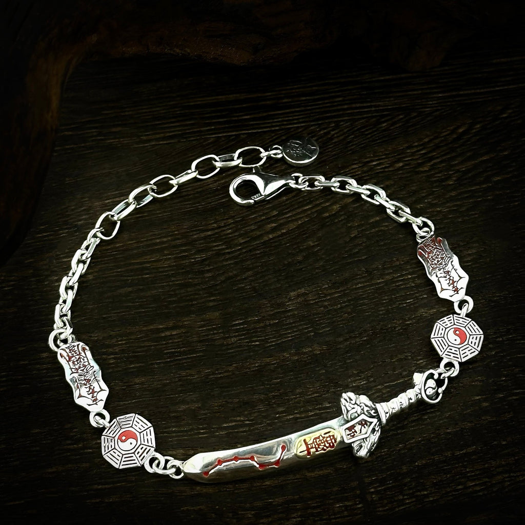 Taoist-style Accessories Master Seven-Star Sword Bracelet Vintage Cinnabar Safety
