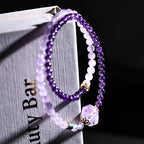 Raw Amethyst Double Layer Bracelet — Healing Crystal Jewelry for Calm & Clarity