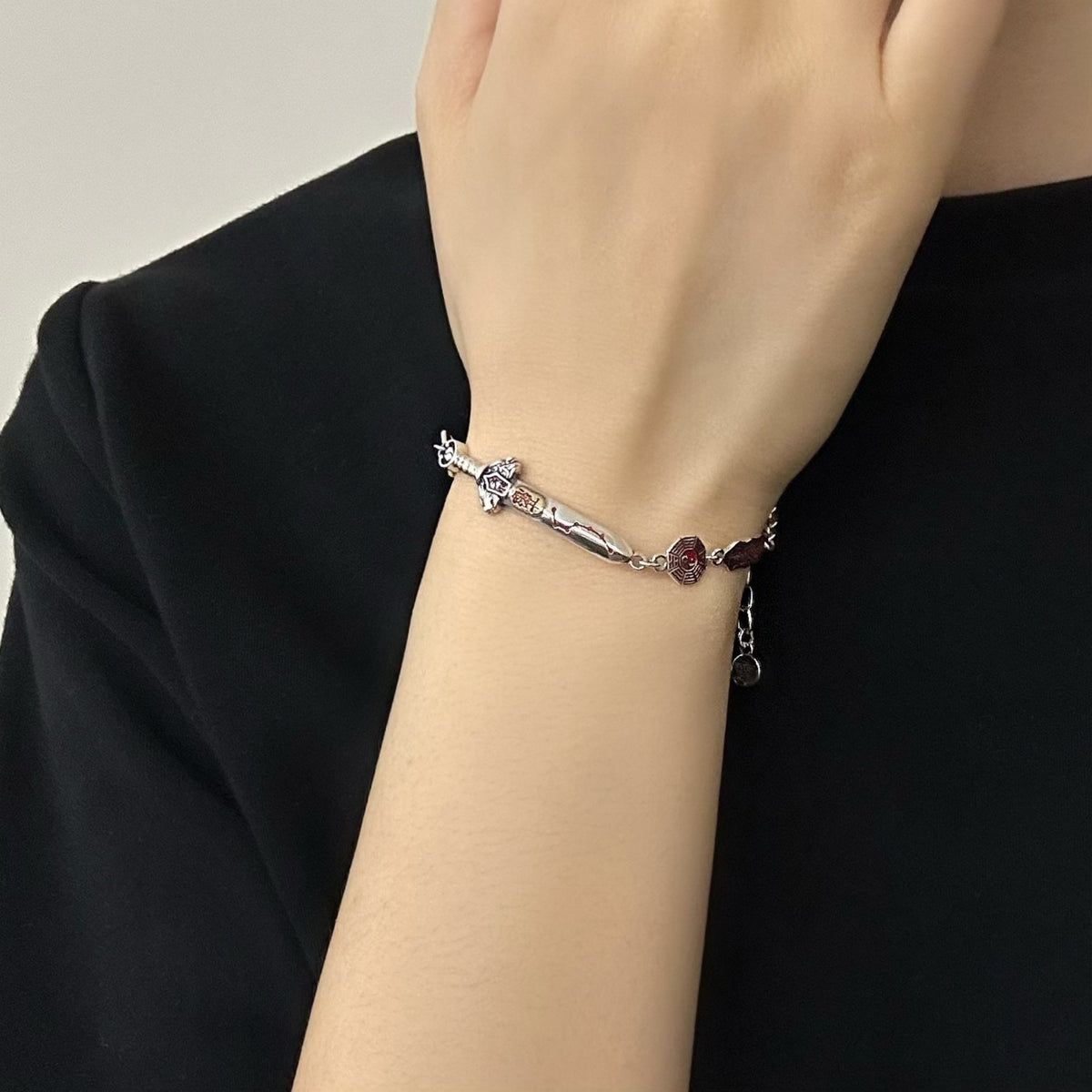 Taoist-style Accessories Master Seven-Star Sword Bracelet Vintage Cinnabar Safety