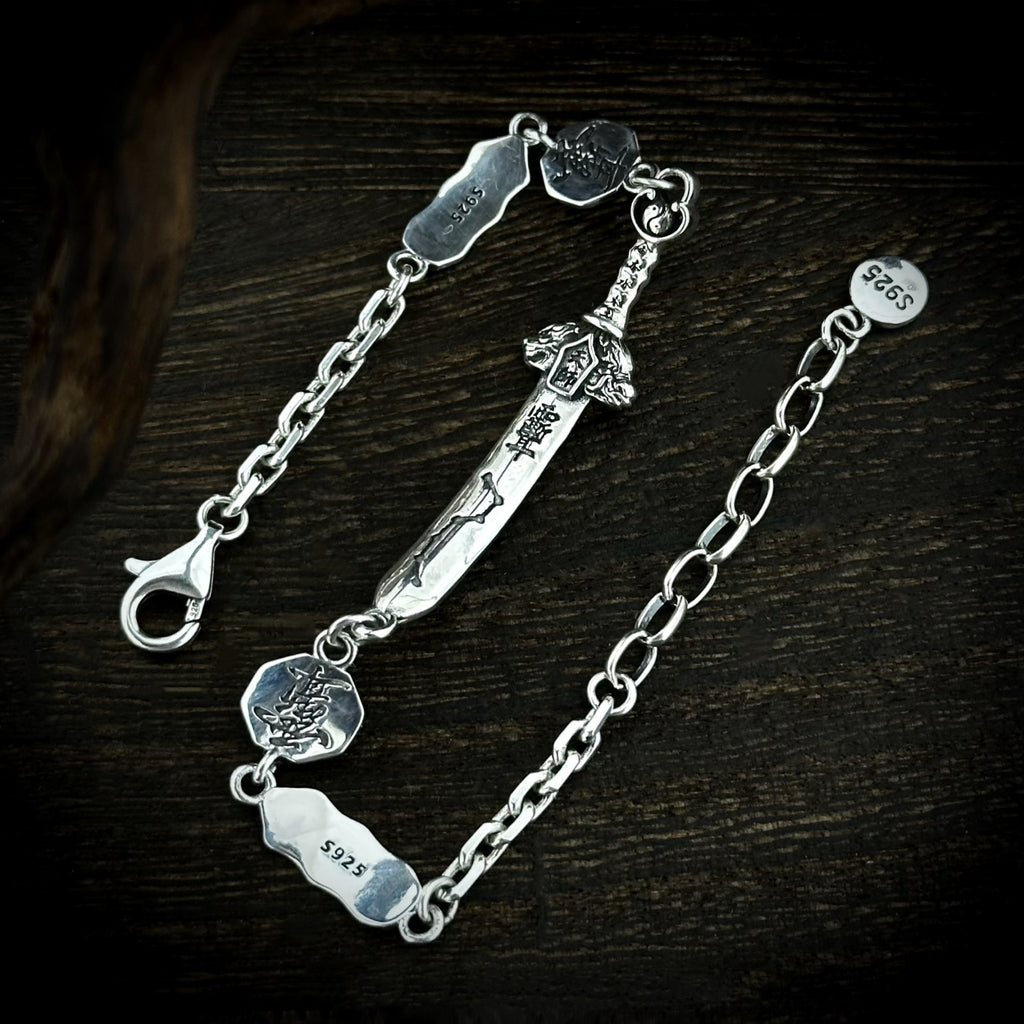 Taoist-style Accessories Master Seven-Star Sword Bracelet Vintage Cinnabar Safety
