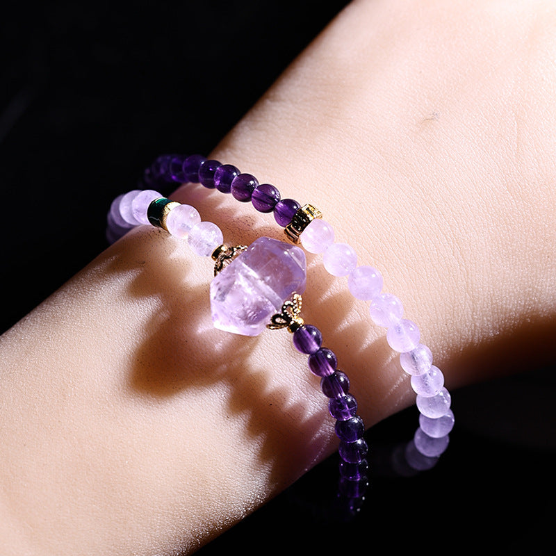 Raw Amethyst Double Layer Bracelet — Healing Crystal Jewelry for Calm & Clarity