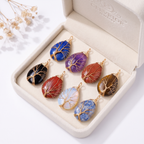 Tree of Life Crystal Necklace — Natural Healing Stone Pendant, Spiritual Gift for Her