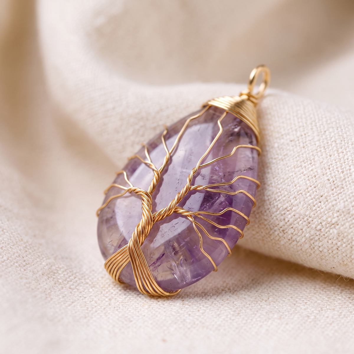 Tree of Life Crystal Necklace — Natural Healing Stone Pendant, Spiritual Gift for Her