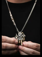 Mechanical Hand Amulet Pendant — Articulated Steampunk Talisman with Engraved Runes
