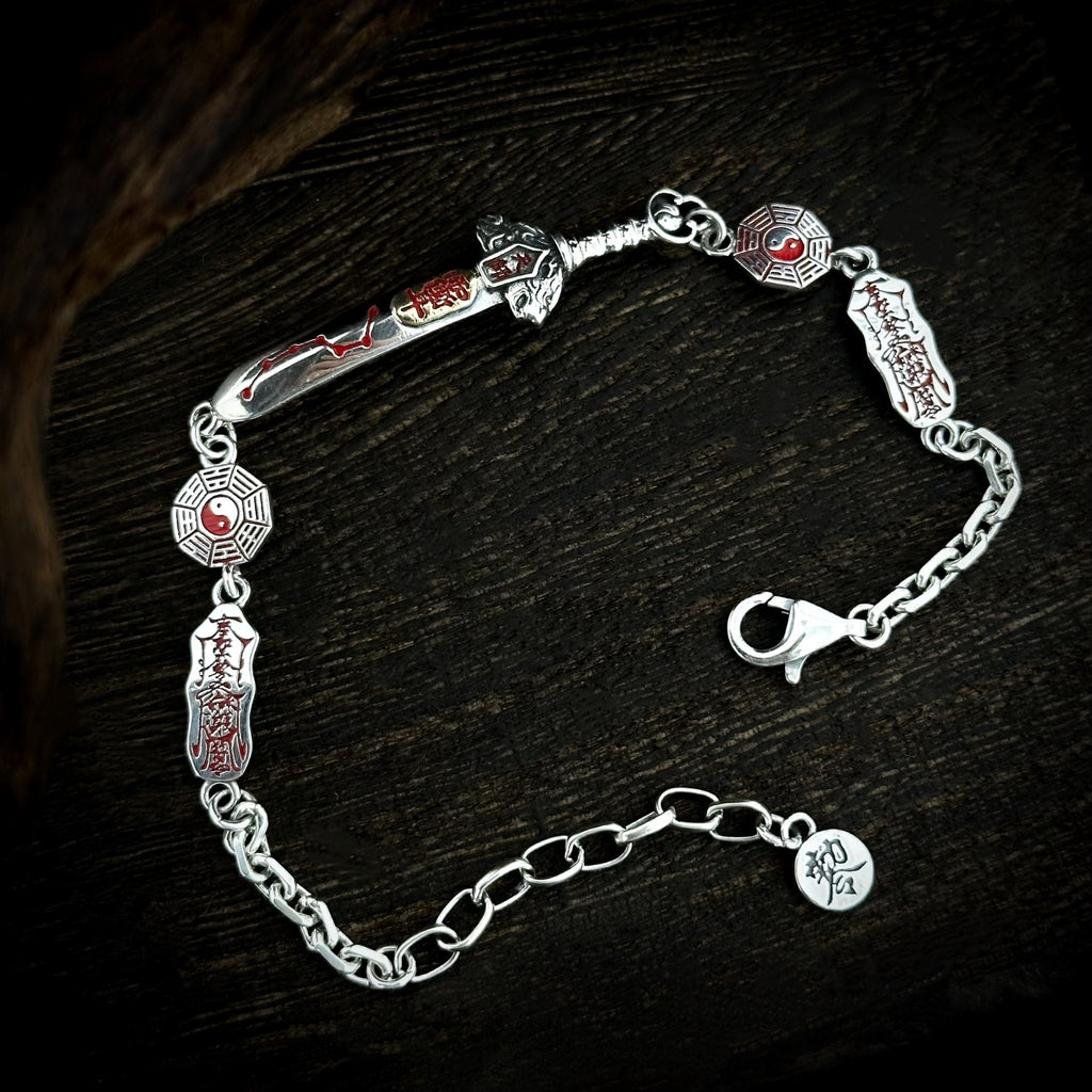 Taoist-style Accessories Master Seven-Star Sword Bracelet Vintage Cinnabar Safety