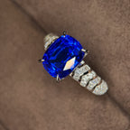 GRC Certified Kashmir Sapphire Ring - 5.68 Carat Engagement & Birthstone Jewelry for Anniversaries