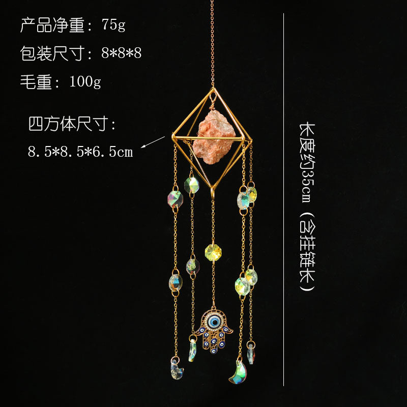 Crystal Suncatcher Rainbow Maker — Hamsa Charm Boho Window Hanging, Spiritual Home Decor Gift