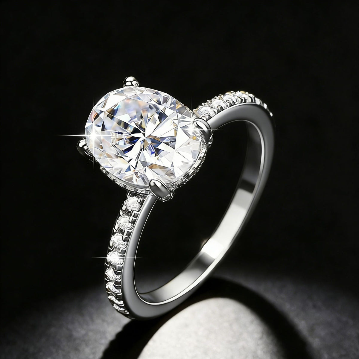 High-End S925 Silver 3 Carat Moissanite Oval Pigeon Egg Ring - Luxury Wedding Ring for Women