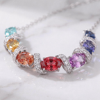Rainbow Natural Sapphire Oval Cut Pendant Necklace | Multicolor Gradient Moissanite Sterling Silver Gift