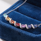 Rainbow Natural Sapphire Oval Cut Pendant Necklace | Multicolor Gradient Moissanite Sterling Silver Gift