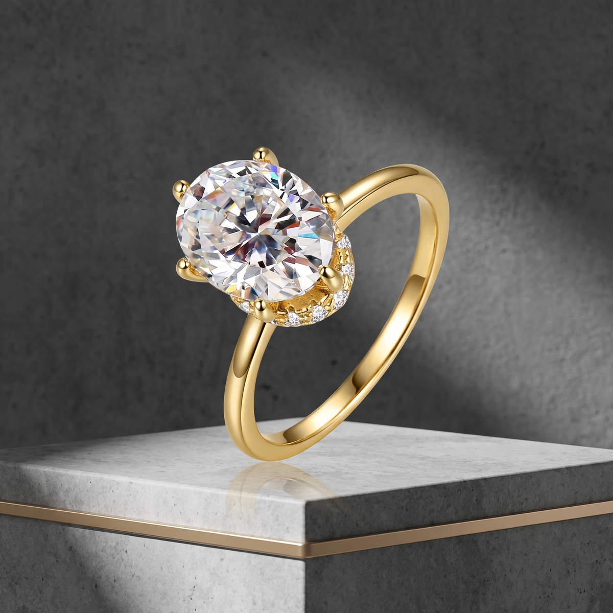 High-End S925 Silver 3 Carat Moissanite Oval Pigeon Egg Ring - Luxury Wedding Ring for Women