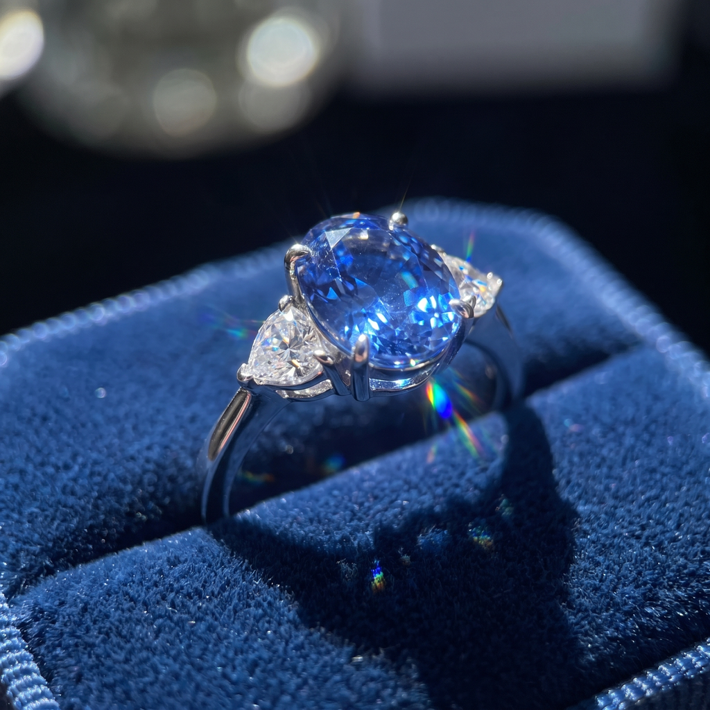 925 Silver Cultured Cornflower Spinel Ring | Perfect Gift for Weddings & Engagements