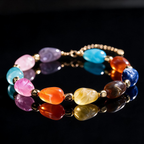 Rainbow Teardrop Resin Bracelet — 14K Gold Plated