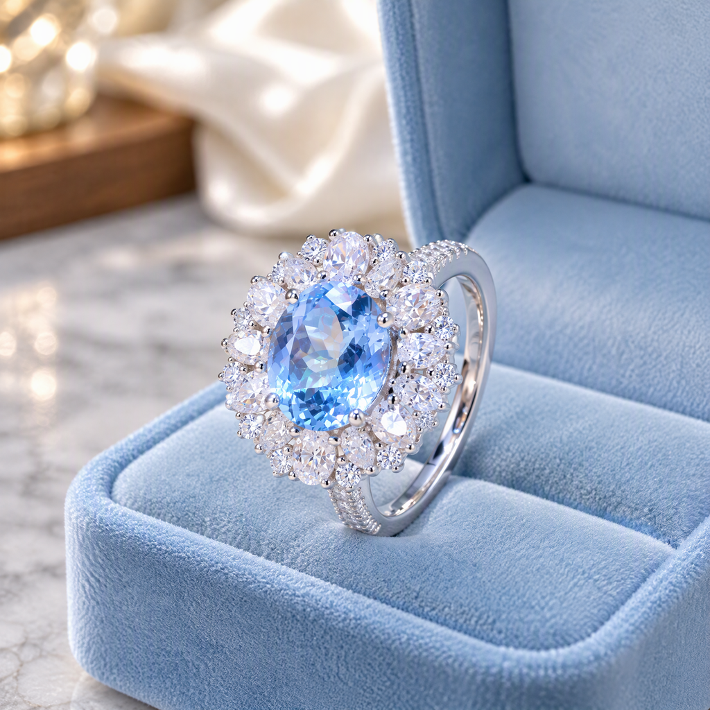 2-Carat Cultivated Blue Spinel Egg-Shaped Ring | High-End Women's Jewelry