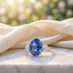 925 Silver Cultured Cornflower Spinel Ring | Perfect Gift for Weddings & Engagements