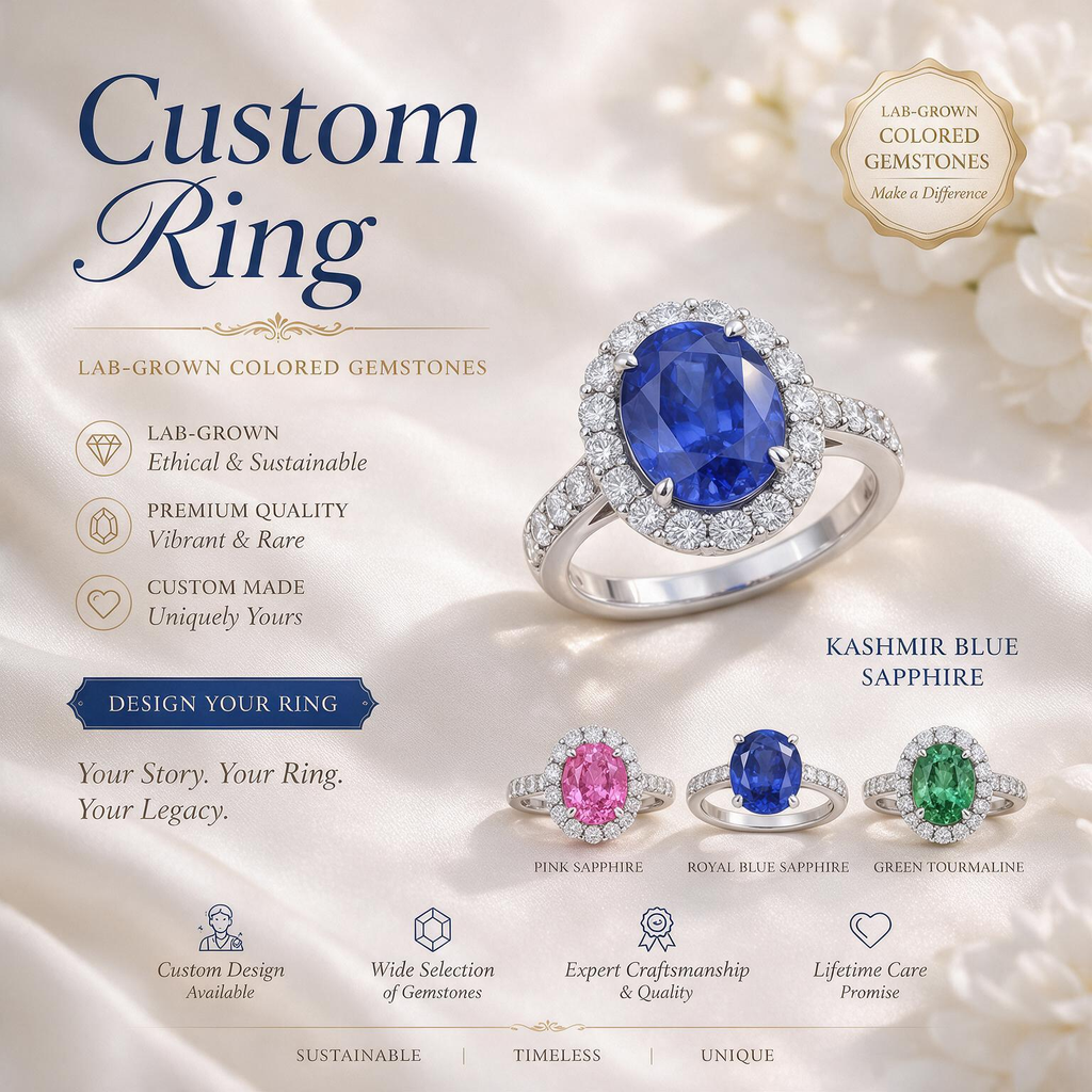 Personalized Custom Ring, Lab Diamond or Gemstone Ring, Engraved Promise Ring, Custom Engagement Ring Gift