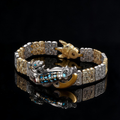 Herren Pixiu Dzi Perlen Armband — Tibetanischer Stil zweifarbig Silber Gold Wohlstand Schutz Feng Shui Schmuck