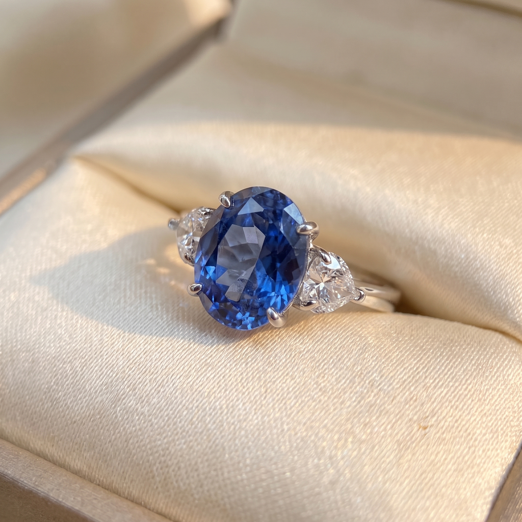 925 Silver Cultured Cornflower Spinel Ring | Perfect Gift for Weddings & Engagements