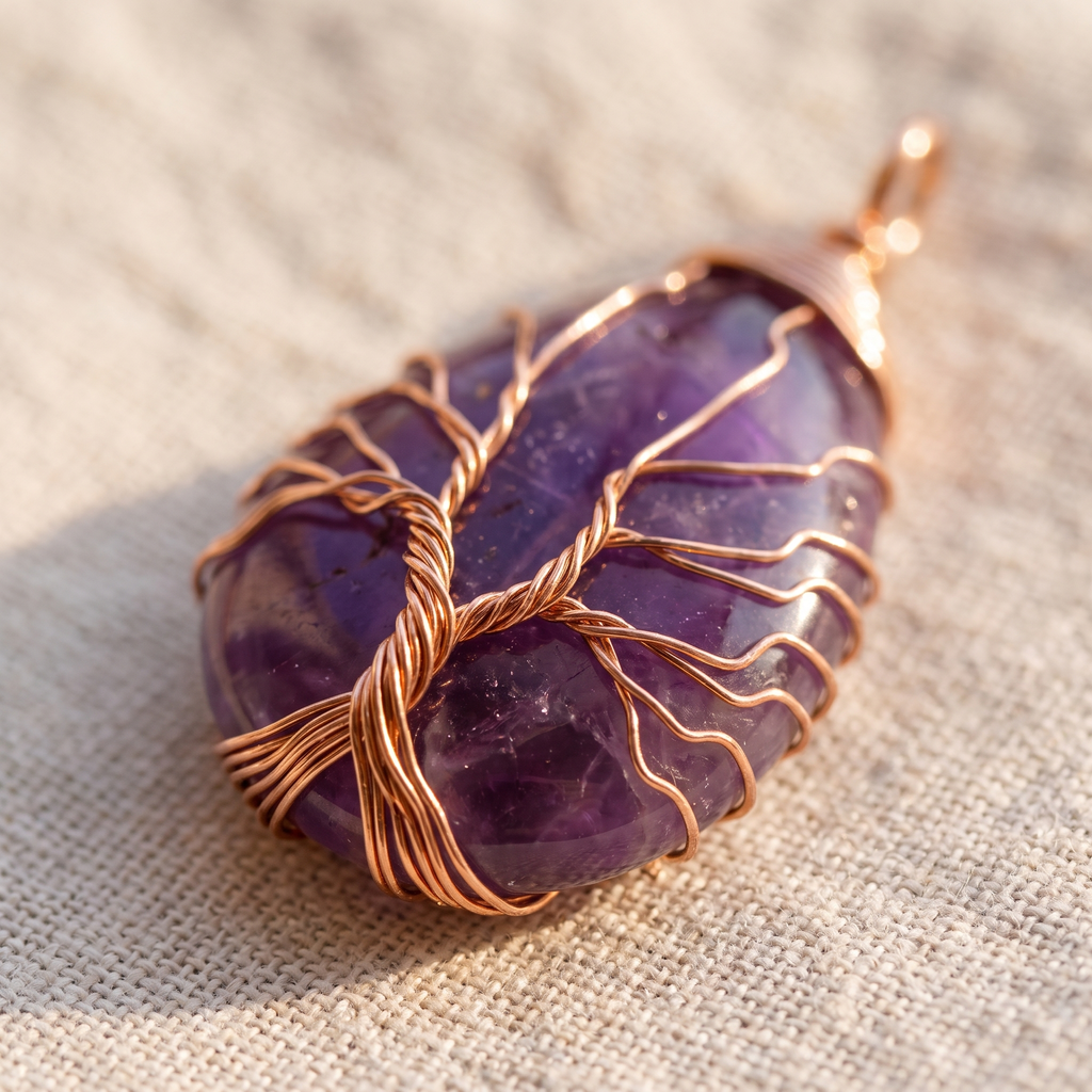 Tree of Life Crystal Necklace — Natural Healing Stone Pendant, Spiritual Gift for Her