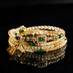 Citrine Crystal Layered Bracelet — Gold Heart Charm & Natural Stone Healing Jewelry