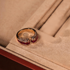 Light Luxury Ruby Princess Ring - Silver Gold-Plated Vintage Jewelry for Women
