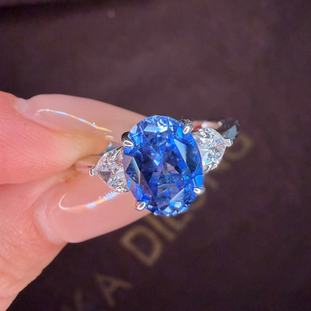 925 Silver Cultured Cornflower Spinel Ring | Perfect Gift for Weddings & Engagements