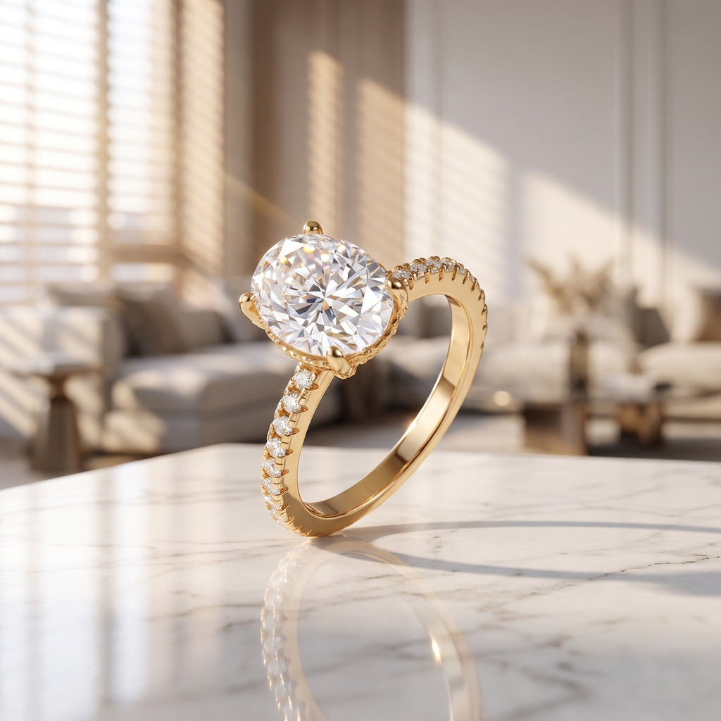 High-End S925 Silver 3 Carat Moissanite Oval Pigeon Egg Ring - Luxury Wedding Ring for Women