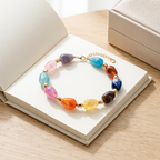 Rainbow Teardrop Resin Bracelet — 14K Gold Plated