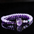 Raw Amethyst Double Layer Bracelet — Healing Crystal Jewelry for Calm & Clarity