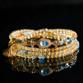 Citrine Crystal Layered Bracelet — Gold Heart Charm & Natural Stone Healing Jewelry