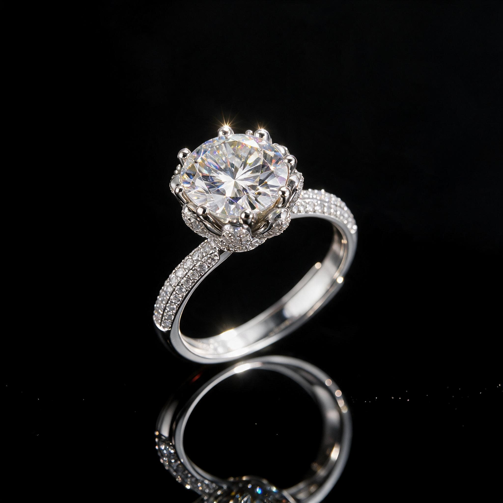 GRA Certified Moissanite Promise Ring | 925 Silver, Six-Prong Setting, Customizable Size
