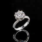 GRA Certified Moissanite Promise Ring | 925 Silver, Six-Prong Setting, Customizable Size