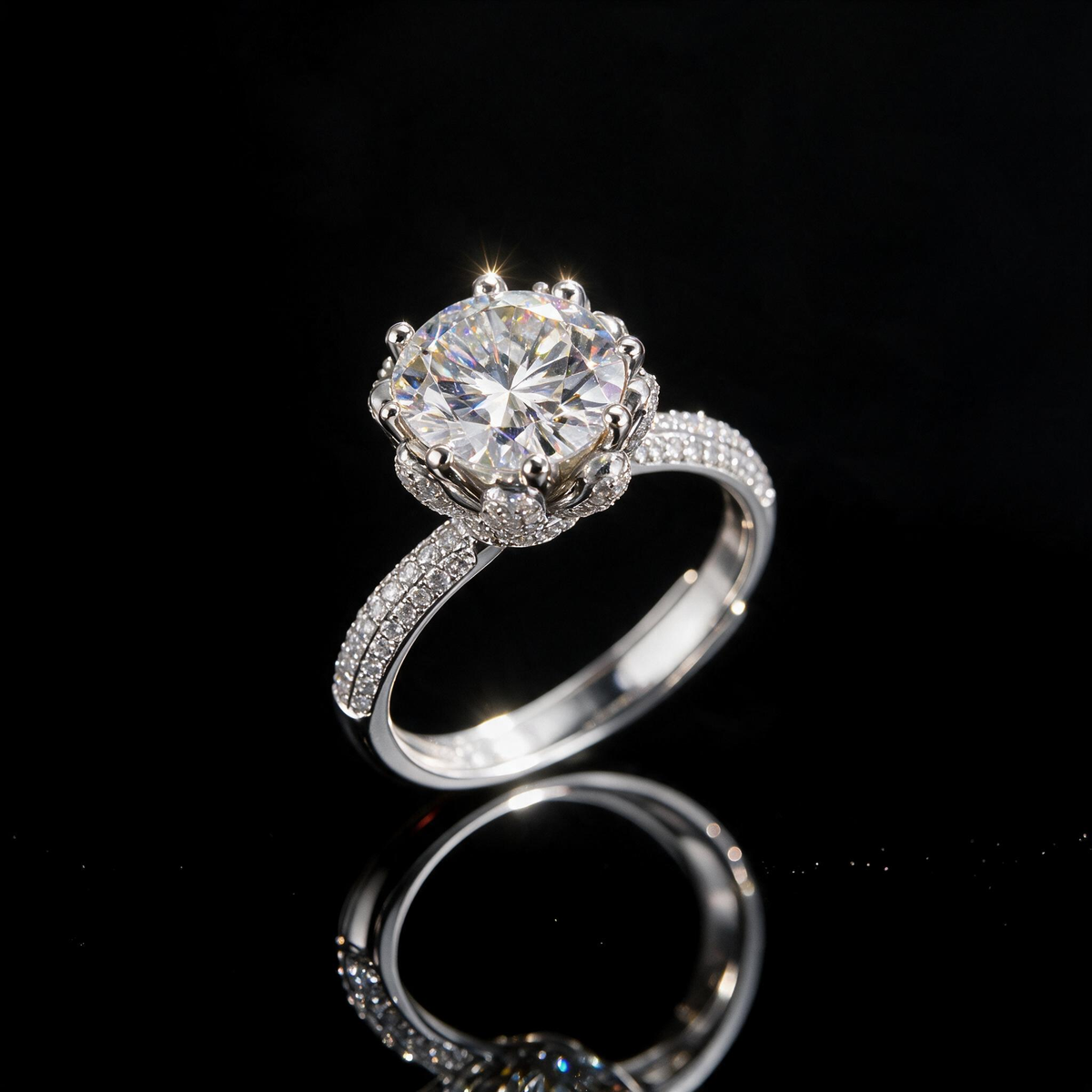 GRA Certified Moissanite Promise Ring | 925 Silver, Six-Prong Setting, Customizable Size