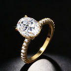 High-End S925 Silver 3 Carat Moissanite Oval Pigeon Egg Ring - Luxury Wedding Ring for Women