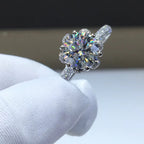 GRA Certified Moissanite Promise Ring | 925 Silver, Six-Prong Setting, Customizable Size