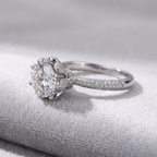 GRA Certified Moissanite Promise Ring | 925 Silver, Six-Prong Setting, Customizable Size