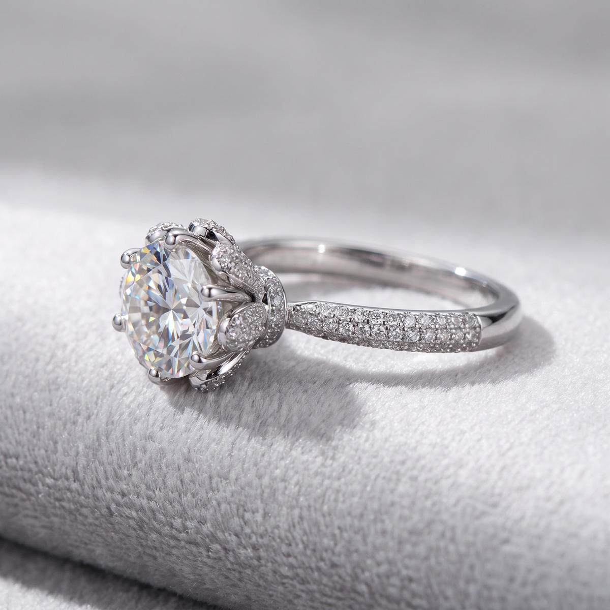 GRA Certified Moissanite Promise Ring | 925 Silver, Six-Prong Setting, Customizable Size