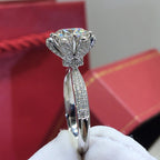 GRA Certified Moissanite Promise Ring | 925 Silver, Six-Prong Setting, Customizable Size