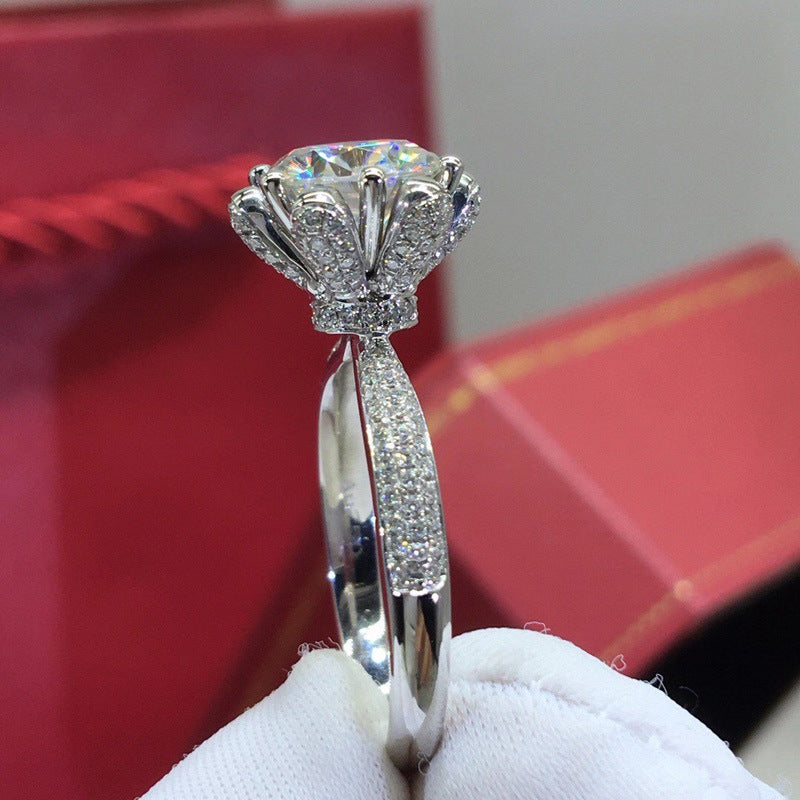 GRA Certified Moissanite Promise Ring | 925 Silver, Six-Prong Setting, Customizable Size