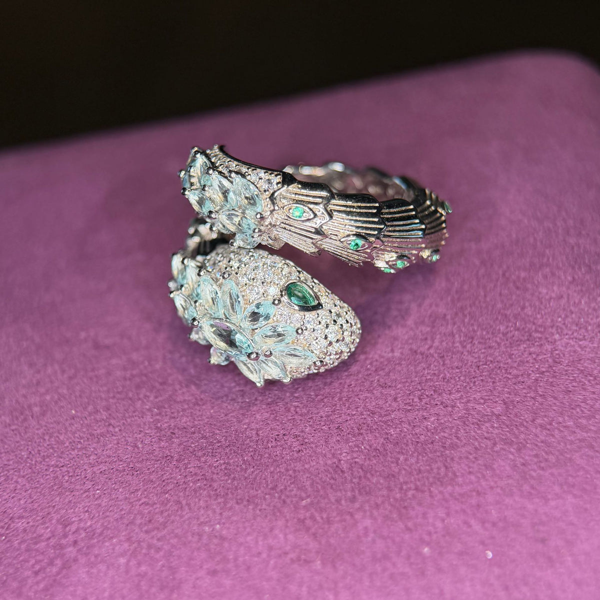 Vintage serpentine sterling silver ring, Art Deco animal-style jewelry, a gift for her