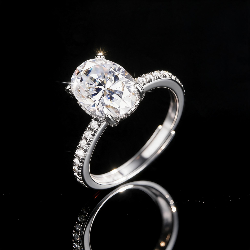 High-End S925 Silver 3 Carat Moissanite Oval Pigeon Egg Ring - Luxury Wedding Ring for Women