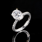 High-End S925 Silver 3 Carat Moissanite Oval Pigeon Egg Ring - Luxury Wedding Ring for Women