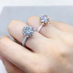 GRA Certified Moissanite Promise Ring | 925 Silver, Six-Prong Setting, Customizable Size