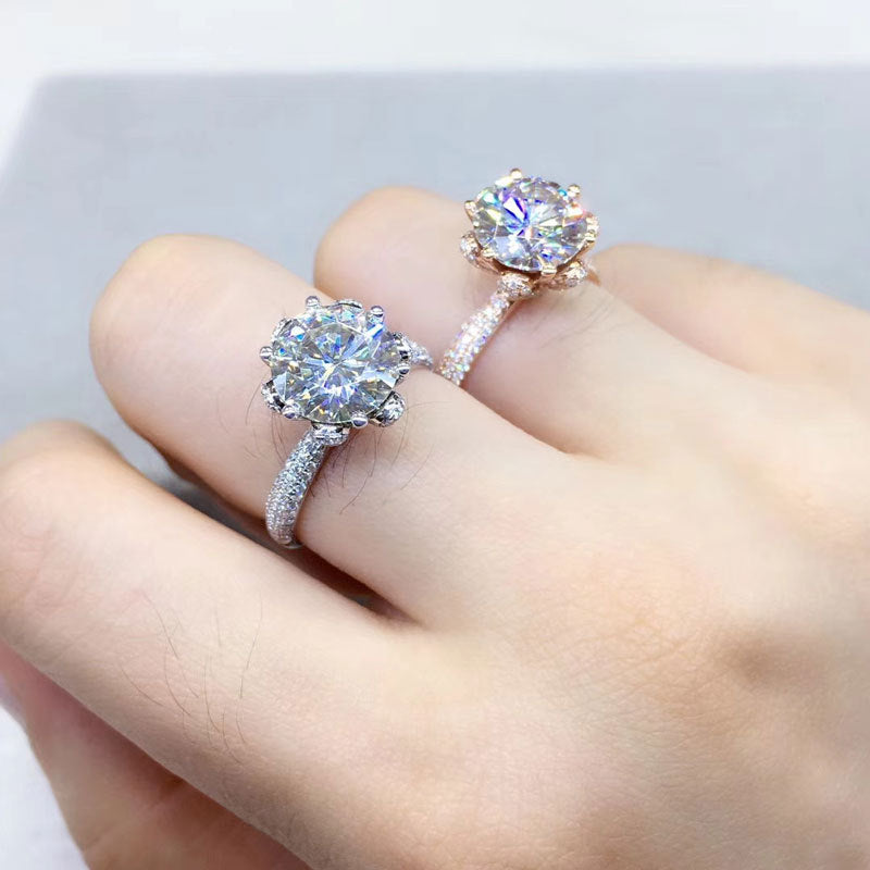 GRA Certified Moissanite Promise Ring | 925 Silver, Six-Prong Setting, Customizable Size
